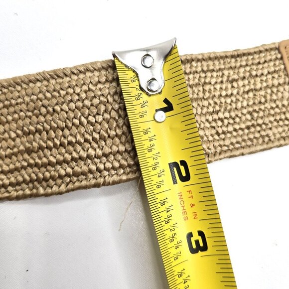 Women's Boho Beach Brown Beige Woven Elastic Straw Like Elastic Big Buckle Belt - Picture 8 of 8